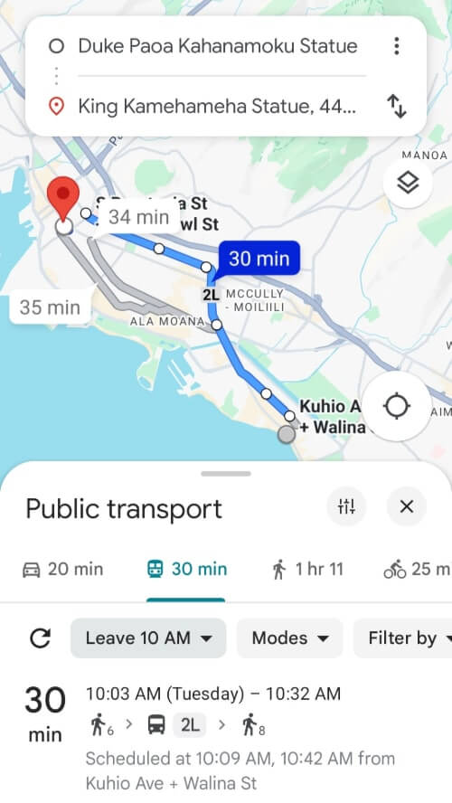 waikiki to downtown honolulu bus map