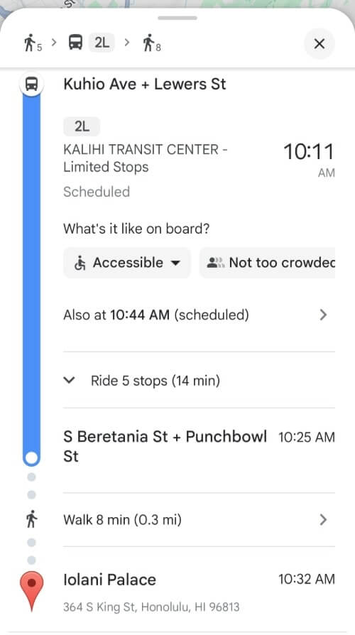 waikiki to iolani palace bus directions