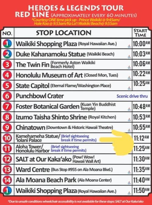 waikiki to iolano palace trolley red line stops schedule