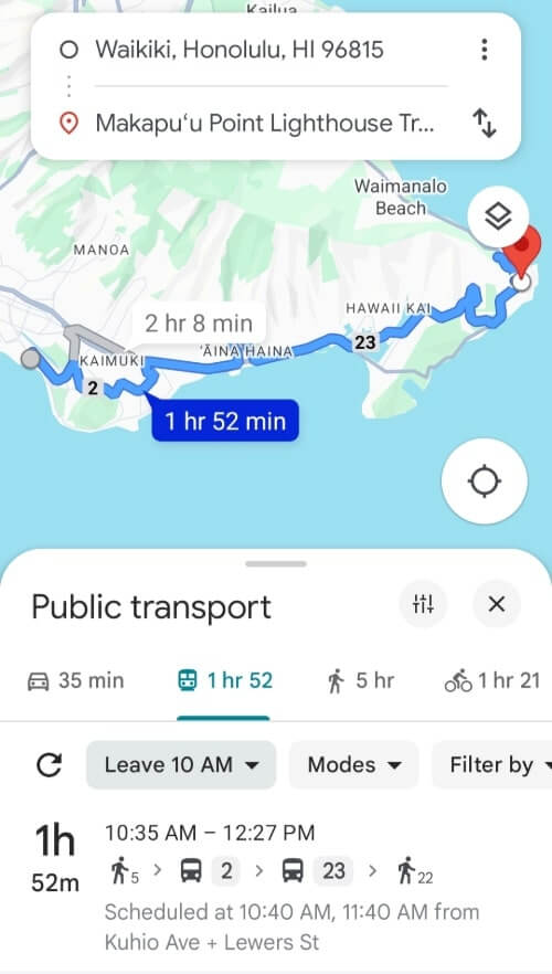 waikiki to makapuu lighthouse trail bus route map