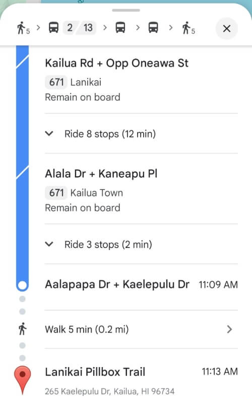 waikiki to lanikai pillbox hike bus directions