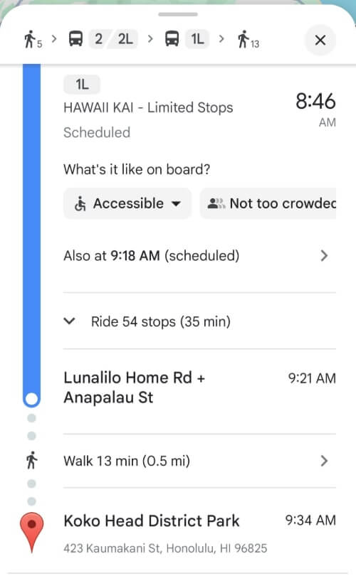 bus route #1L to hanauma bay