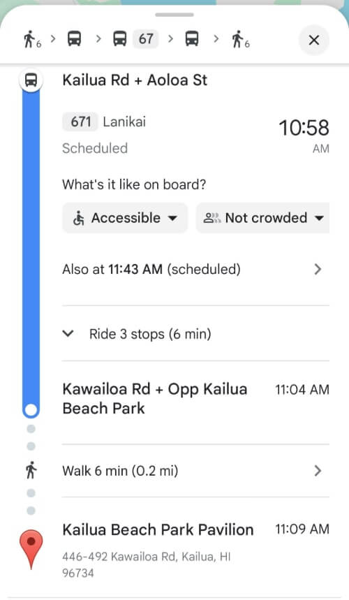 bus 671 to kailua beach
