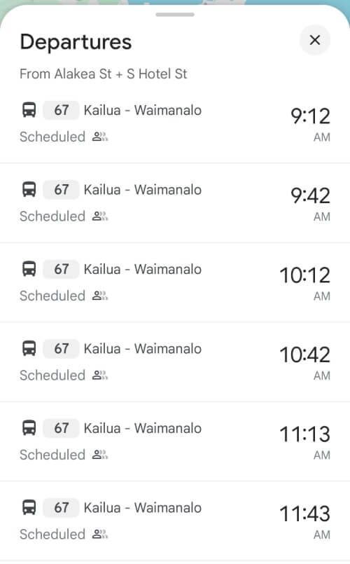 kailua beach bus schedule bus #67