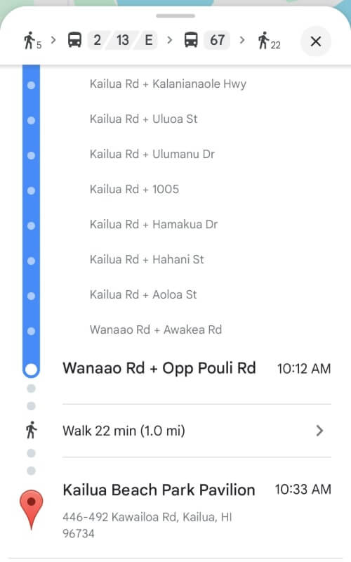 kailua beach bus stop