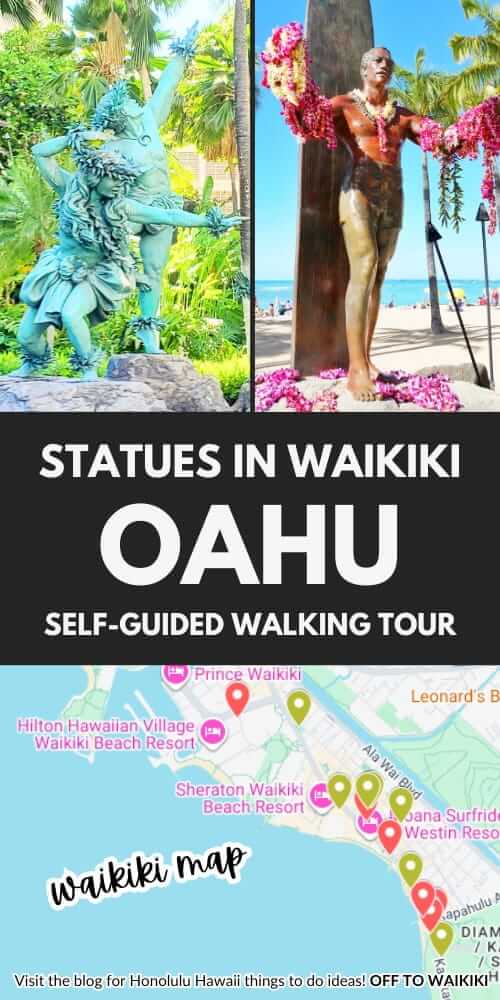 waikiki statues map. self-guided waikiki walking tour. waikiki heritage trail
