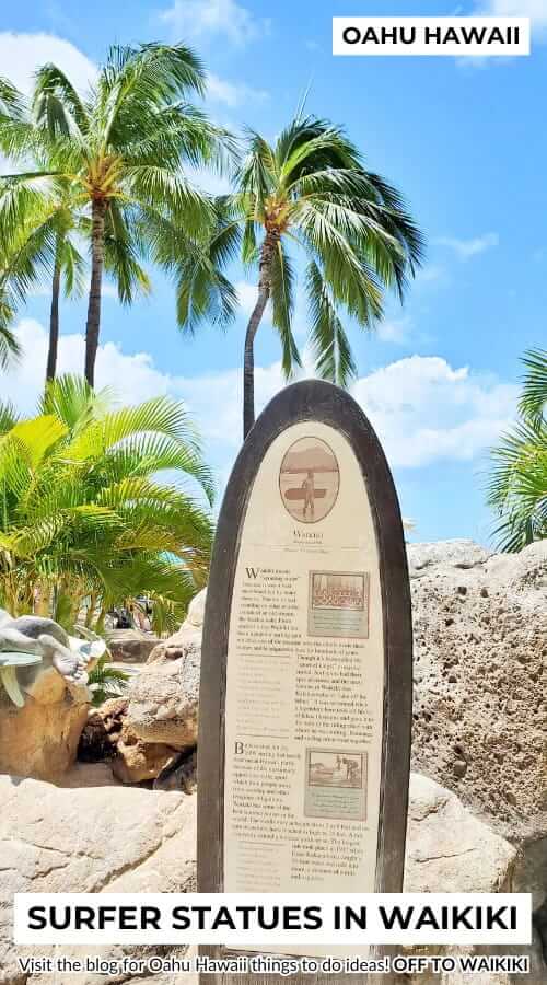 waikiki historic trail surfboard marker, oahu hawaii